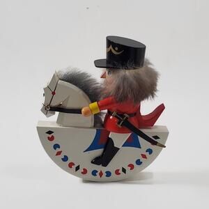 Erzgebirge Germany Nutcracker Cavalry Soldier Rocking Horse Rabbit Fur Wood